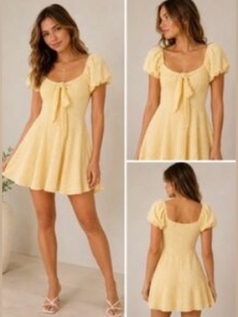 See You Monday, Pastel Yellow, Tie-Front, Dress